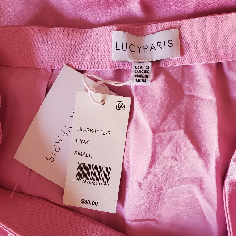 ♤ Lucy Paris Pink Satin Midi Slip Skirt Size Small NWT - Picture 2 of 7